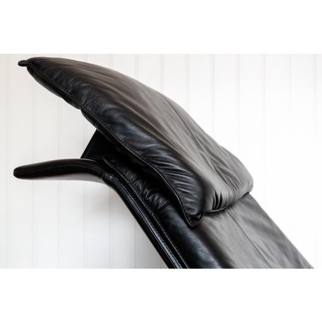 Vintage Chaise Lounge in Black Leather by Maurice Villency, 1980s For Sale - Image 14 of 18