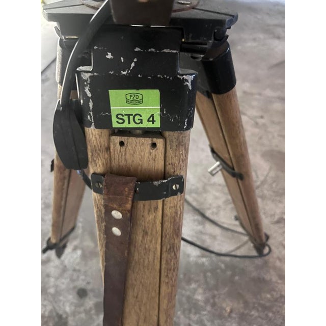 Brown Industrial Searchlight Floor Lamp on PZO STG 4 Tripod, Poland, 1970s For Sale - Image 8 of 15