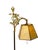Beautiful floor lamp with decorative top in solid brass and a new golden mica shade that hangs off the socket.