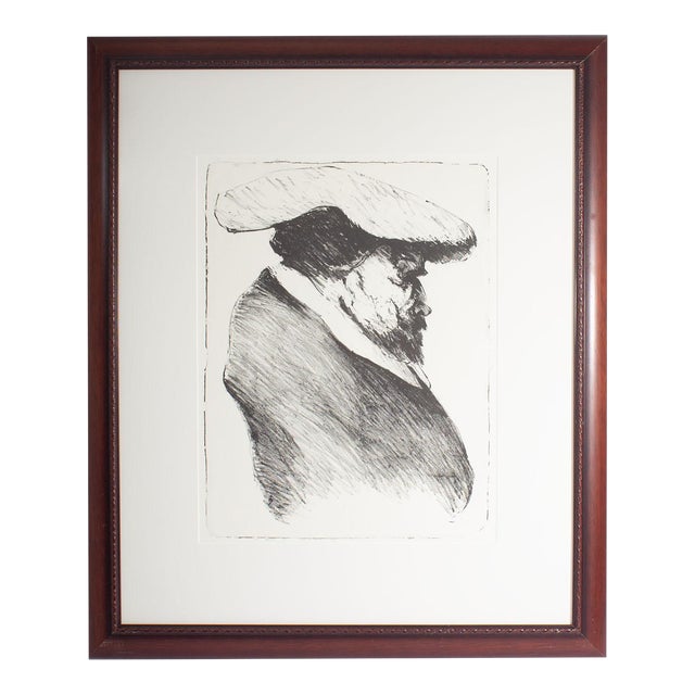 1960s Stone Lithograph Portrait by James L. Bruch For Sale