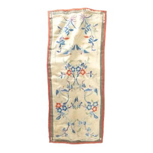 Early 20th Century Chinese Distressed Silk Textile Floral Panel