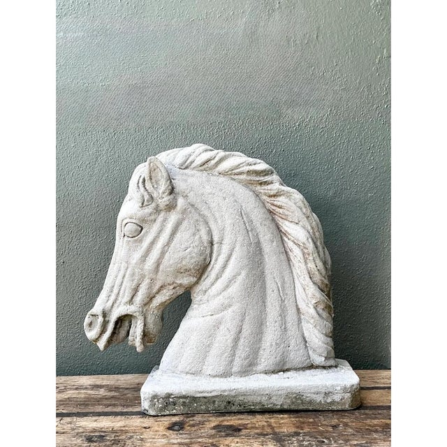 Sculpture Materials Vintage Cement Equestrian Bust For Sale - Image 7 of 12