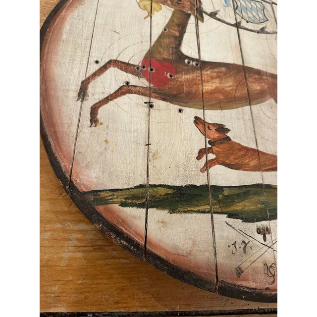 Antique Bavarian Shooting Target Wood Schützenscheibe Folk Art Stag Deer 1725 For Sale In Boston - Image 6 of 10