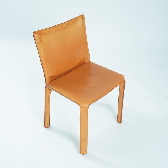Model 412 CAB Dining Chairs in Cognac Leather by Mario Bellini for Cassina, 1990s, Set of 6 For Sale - Image 10 of 18