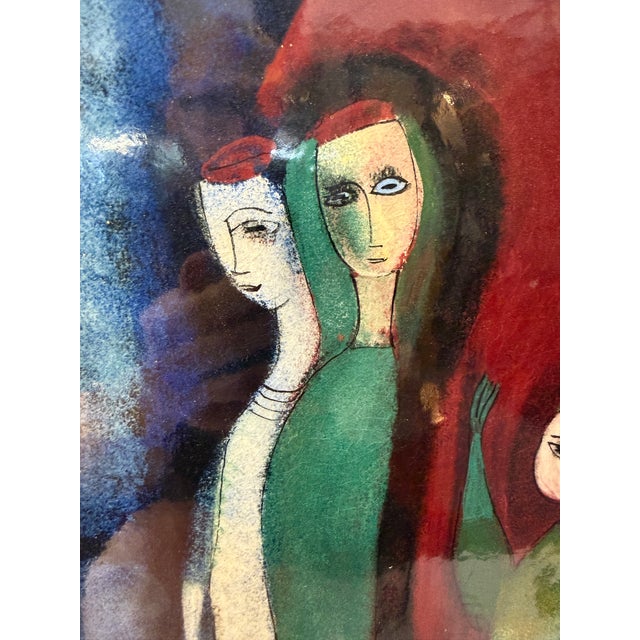 Wood Incredible Polia Pillin Glazed Plaque in Original Frame C1958 Titled Nocturne For Sale - Image 7 of 12