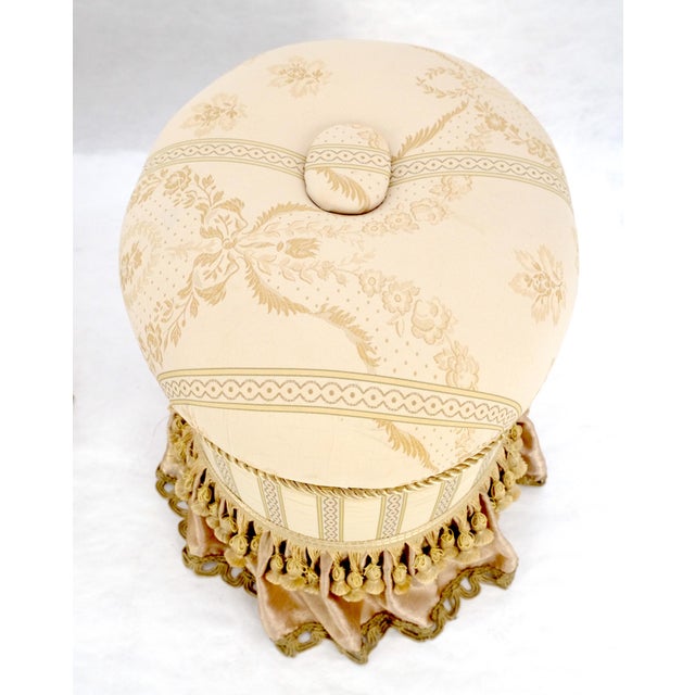Pair Decorative Upholstery w/ Tassels Oval Benches Ottomans Foot Stools MINT For Sale - Image 6 of 11