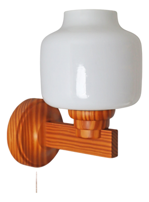 Scandinavian Wooden Wall Lamp with Onion-Shaped Lampshade, Sweden, 1970s