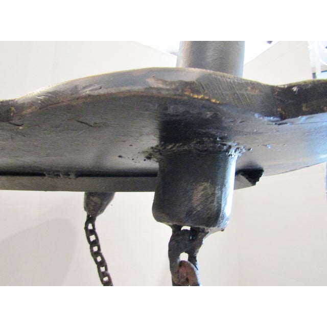 Rare Signed Slack Brutalist Nautical Themed Tripod Iron Table Circa 1960's For Sale - Image 11 of 12