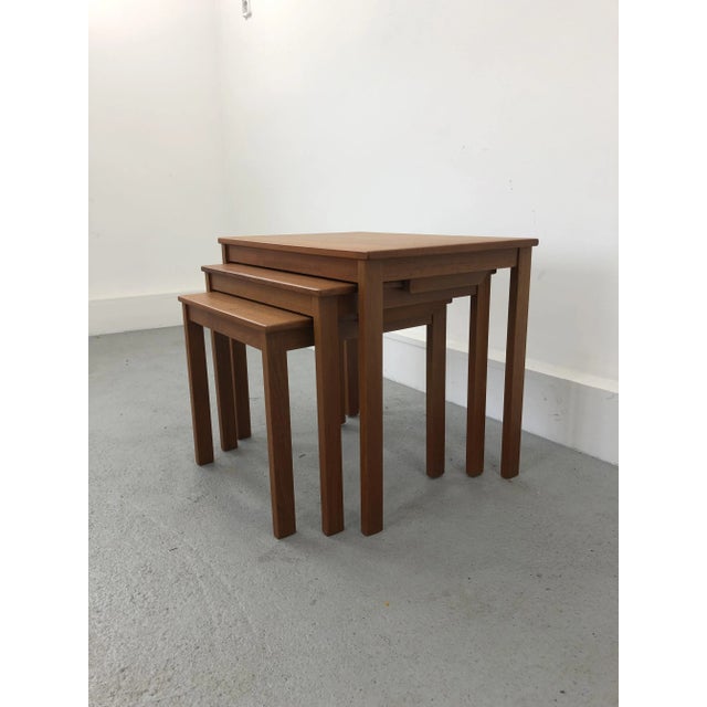 Mid-Century Modern Vintage Danish Teak Nesting Tables, 1960s, Set of 3 For Sale - Image 3 of 11