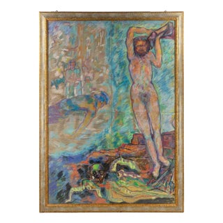 Sirio Pellegrini, At the Seaside, Mixed Media, 1960s For Sale