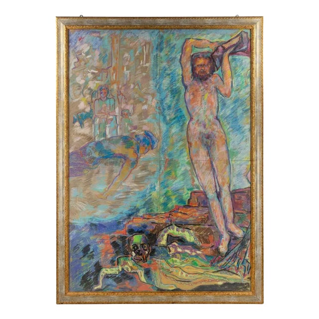 Sirio Pellegrini, At the Seaside, Mixed Media, 1960s For Sale