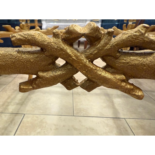 Hollywood Regency Gold Leaf Faux Bois Cocktail Table For Sale In Los Angeles - Image 6 of 14