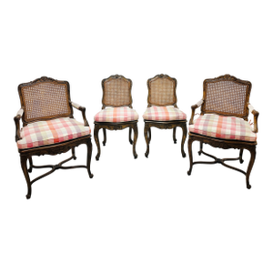 Mid 20th Century Set of 4 French Louis XV Style Cane Chairs