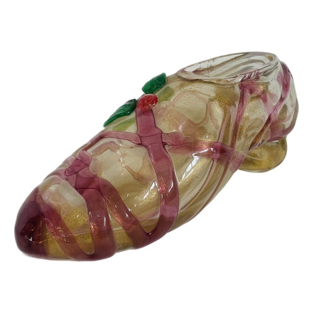 Glass Sculpture Shoe by Pino Signoretto for Redusart, 1970s For Sale