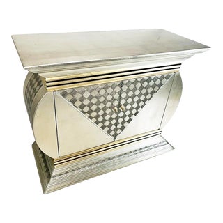 1990s Silver and Gold Contemoporary Modern Console Cabinet For Sale