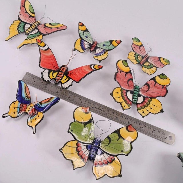 Italian and Portuguese Ceramic Butterfly Wall Plaques, 1970s, Set of 8 For Sale - Image 13 of 14