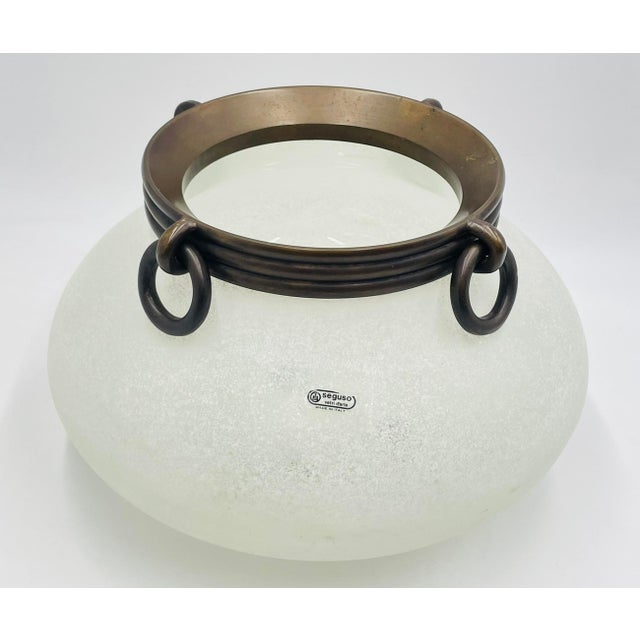 1980s Seguso Murano Scavo Glass & Bronze Center Bowl Signed, Italian Modernism For Sale - Image 9 of 18