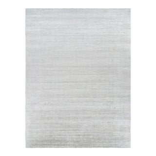 Rug & Kilim’s Oversized Textural Rug in Solid Gray and Off-White Striae For Sale