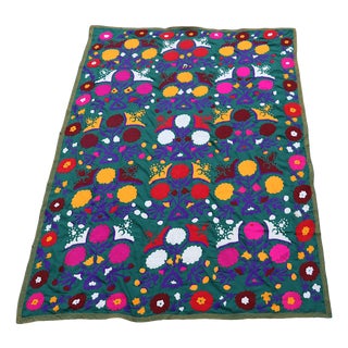 Vintage Hand-Embroidered Suzani Wall Hanging, Uzbekistan, 1920s For Sale