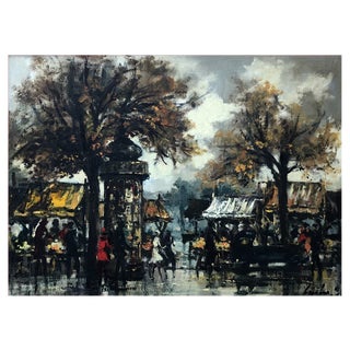 Sergio Cecchi, Marché de Plainpalais, Genève, 1954, Oil on Canvas, Framed For Sale