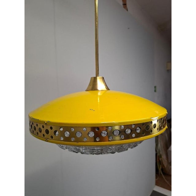 This exceptional ludib pendant lamp was produced in czechoslovakia in the 1970s and represents a bold example of mid-...