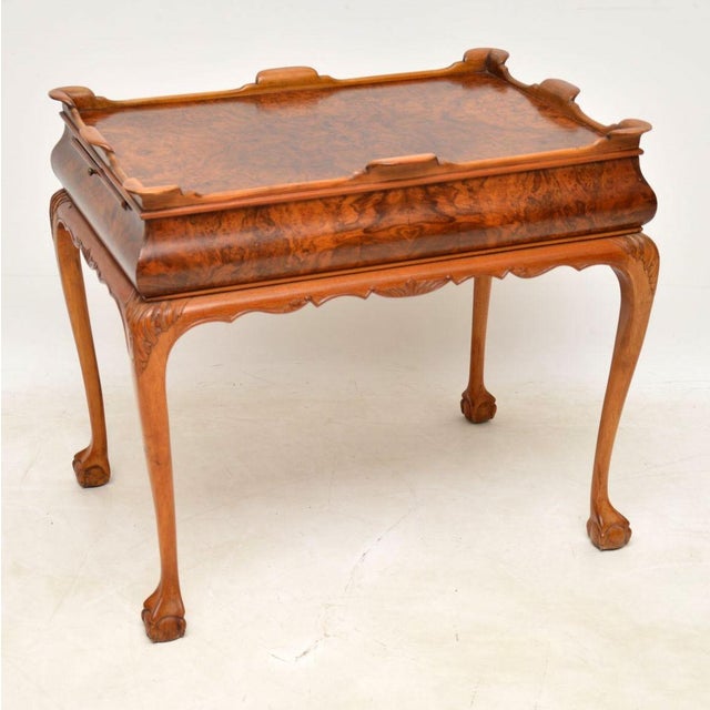1920s Vintage Side Table in Burr Walnut, 1920s For Sale - Image 5 of 13