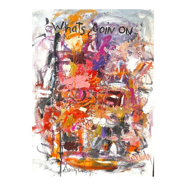 "Whats Goin On" Original Abstract Expressionist Acrylic Painting by Sandy Welch For Sale