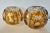 A matched pair of vintage Huta Julia (Poland) lead crystal orb bowls in amber cut-to-clear overlay with wheel-engraved...