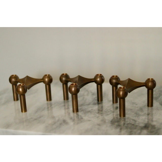 Vintage Brass Candleholders from Stoff Nagel, Set of 3 For Sale - Image 9 of 14