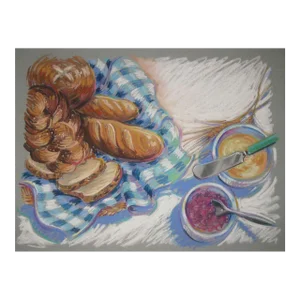 Original Barbara Maslen Breads Pastel Illustration Painting Sag Harbor