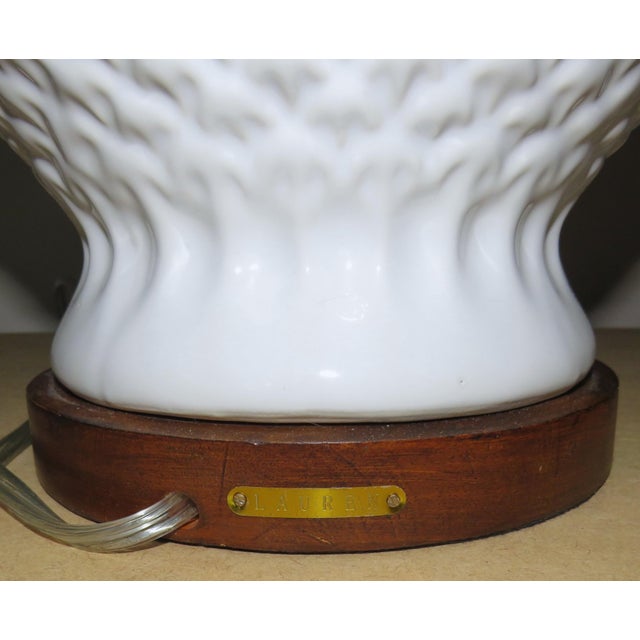 Contemporary Ralph Lauren Designer Pineapple Table Lamps in White - a Pair For Sale - Image 3 of 4