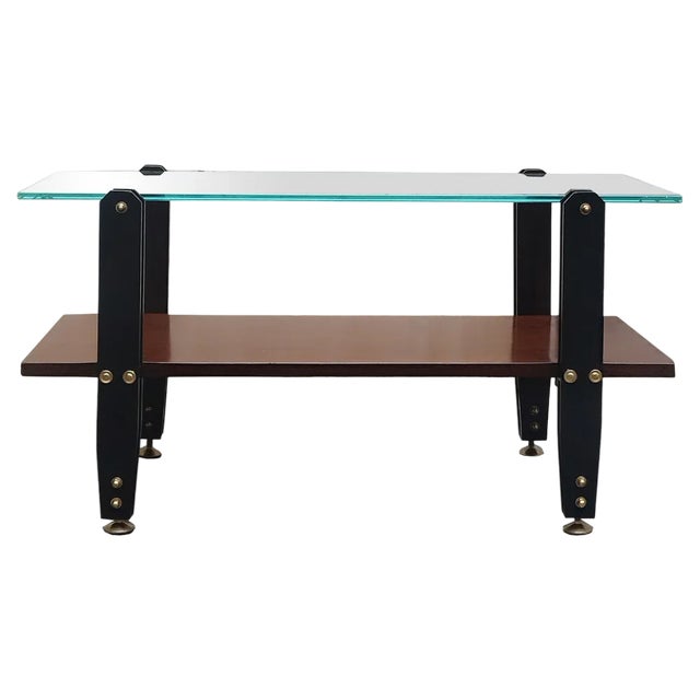 Italian Metal and Brass Coffee Table, 1970s For Sale