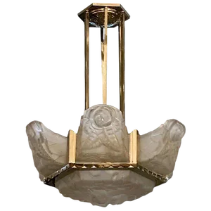 French Art Deco Chandelier Signed by Degué