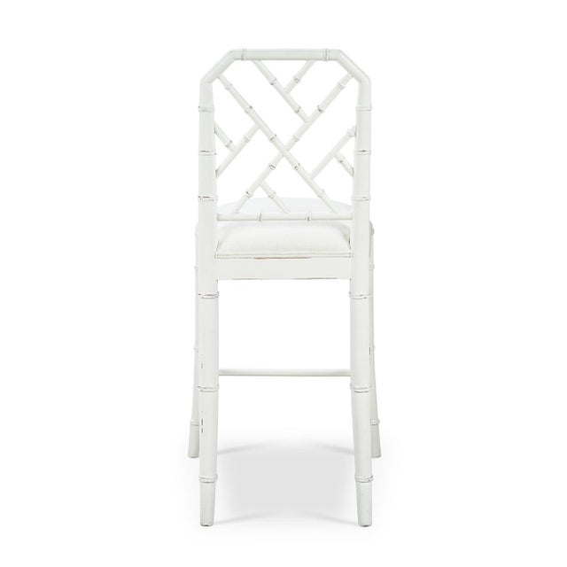 Hollywood Regency White Chinese Chippendale Counter Stool For Sale - Image 3 of 6