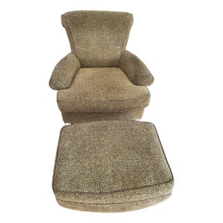 Animal Print Accent Chair and Ottoman For Sale