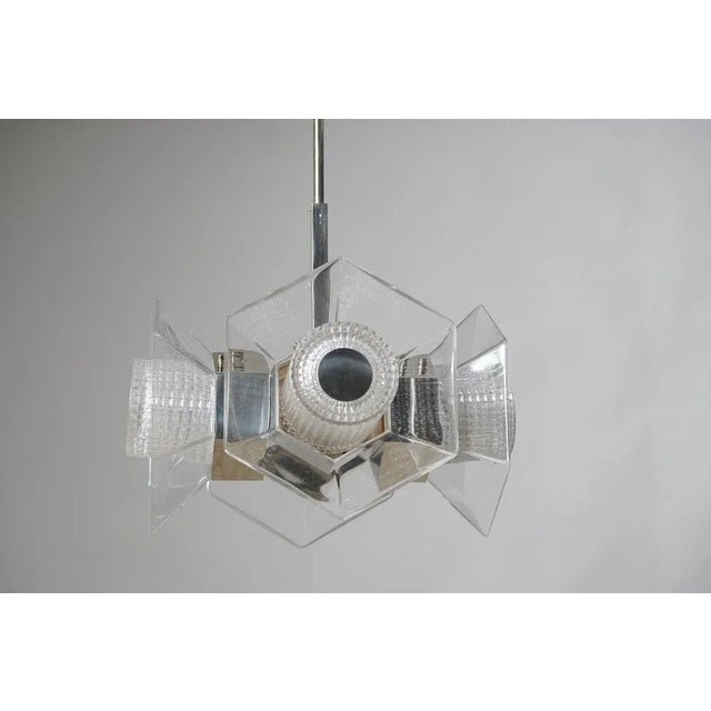 1960s Vintage Glass and Chrome Ceiling Light, 1960s For Sale - Image 5 of 9