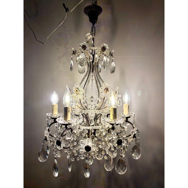 1950s 1950s Italian Mid-Century Florentine Crystal Chandelier For Sale - Image 5 of 5