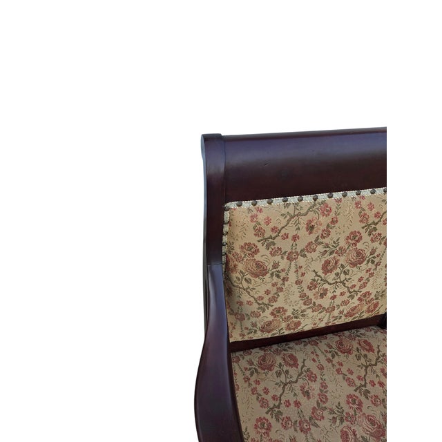 Wood Antique French Carved Empire Lounge Chair Armchair Mahogany Parlor For Sale - Image 7 of 17