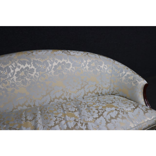 Kindel Hepplewhite Style Mahogany Upholstered Camelback Sofa For Sale - Image 13 of 17
