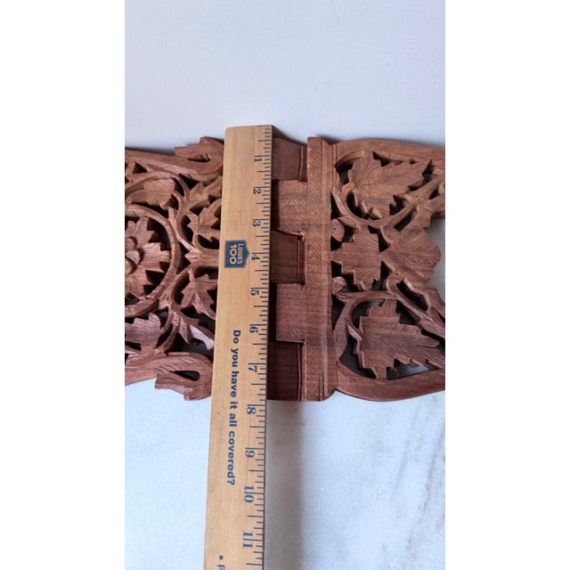 1970s Hand-Carved Wooden Foldable Book Stand - Brown For Sale - Image 4 of 7