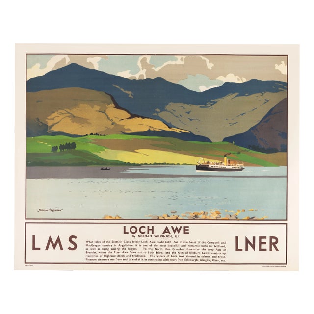 LMS LNER Loch Awe Original Vintage Travel Poster by Norman Wilkinson, 1930s For Sale