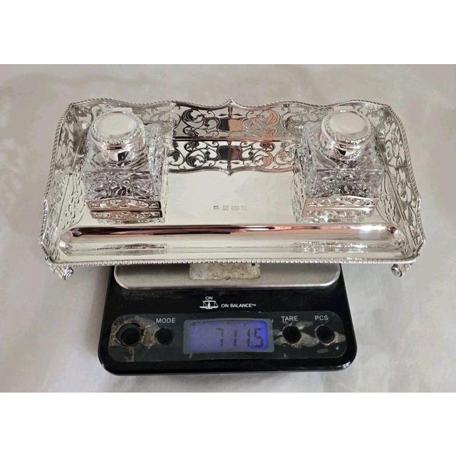 Sterling Silver Inkwell Stand from Barker Ellis, 1992 For Sale - Image 11 of 14