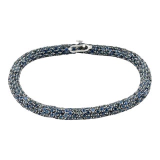 18.51 Ct Natural Blue Sapphire Rope Bracelet in 925 Silver For Sale