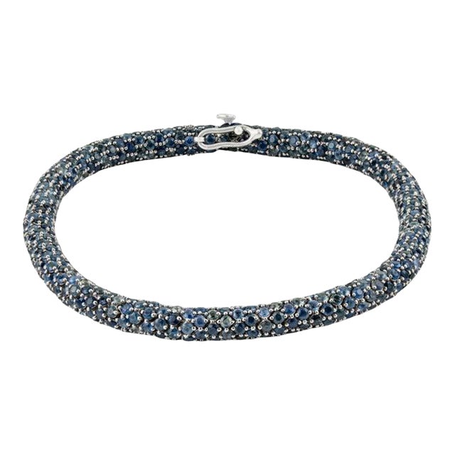 18.51 Ct Natural Blue Sapphire Rope Bracelet in 925 Silver For Sale