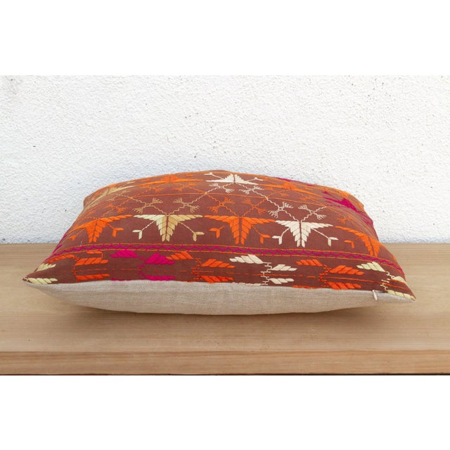 Thar Desert Sun, Antique Phulkari Lumbar Pillow Cover For Sale - Image 4 of 6