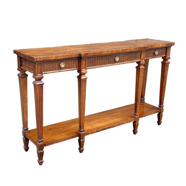 Brown 20th Century Drexel Heritage Neoclassical Slim Console Table For Sale - Image 8 of 8