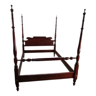 Vintage Harden Solid Cherry Wood Full Size Four Poster Bed For Sale
