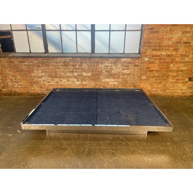 Mid-Century Modern chrome queen platform bed attributed to Weber, Hilmer & Johnson. The design features a sleek polished...