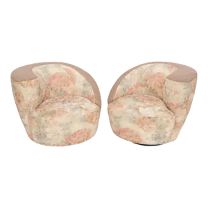 Pair of Vladimir Kagan Two Tone Nautilus Lounge Chairs