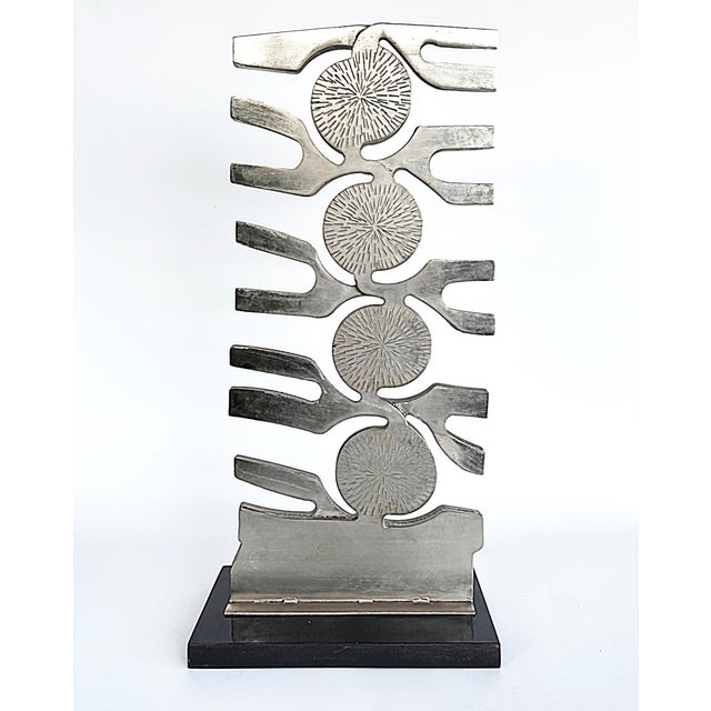 1980s Vintage Forged Brutalist Abstract Stainless Sculpture, Style of Leo Amino For Sale - Image 4 of 10